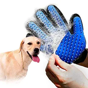 GaxQuly Grooming Gloves Animal Massage Hair Removal De Shedding Grooming True Touch Bath Brush Gloves for Dog, cat, Small pet Hair Comb (Pack of 1)