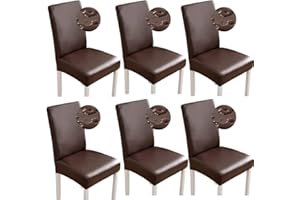 SHUKII Bestenrose Stretch Dining Chair Covers Waterproof PU Leather Chair Slipcovers Chair Protector Cover Universal Chair Covers for Dining Room Kitchen Hotel (Set of 6, Coffee)