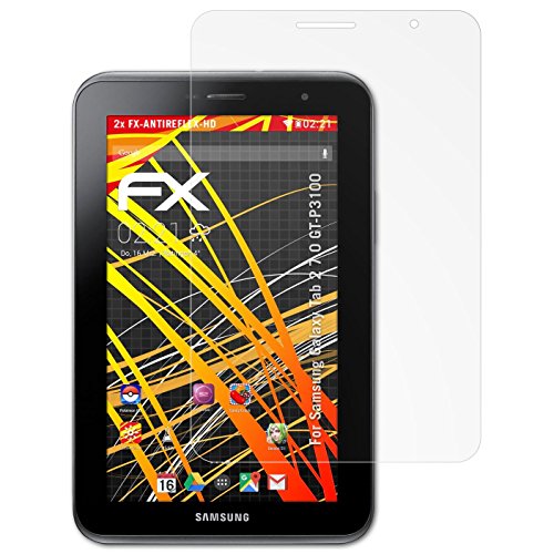 Samsung Galaxy Tab 2 7.0 (GT-P3100) Displayschutzfolie - 2 x atFoliX FX-Antireflex-HD hochauflösende entspiegelnde Folie