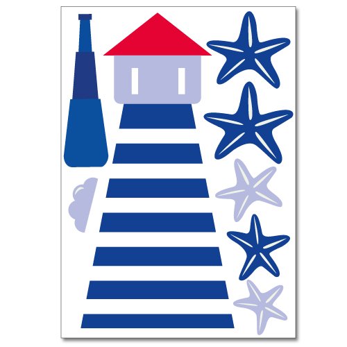 Wandkings Maritim Wandsticker Set, 17 Aufkleber, 2 DIN A4 Bögen, Gesamtfläche 60 x 20 cm - 2