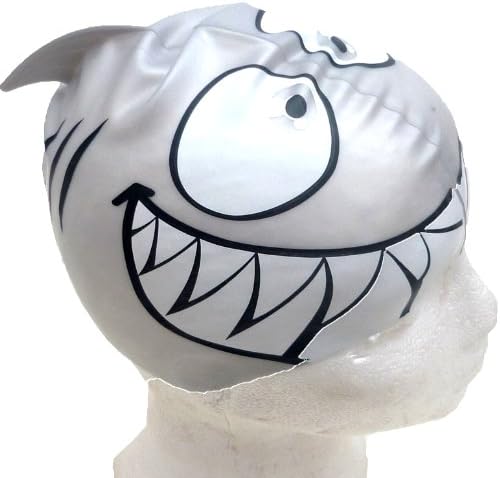 B2A Silver Shark Swim Cap for children