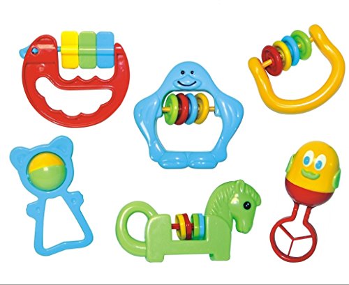 Fun and Simple 6 Baby rattle set - Assorted colours
