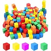 Renkli Ahşap K&uuml;p Bloklar 1x1x1cm 100 Adet Ahşap Renkli Kare Blok Eğitici Geliştirici Oyuncak K&uuml;p Matematik Birim K&uuml;pleri