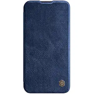 Nillkin Qin Pro Series Leather Wallet Camera Open Close Type Flipcover Case for (Apple iPhone 13 Pro Max- Blue)