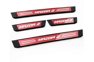 SJZT 4 pcs Stainless Steel Car Door Sill Protector for Mazda 2 2015 2016 2017 2018 2019, Welcome Pedal Scuff Guard Non-Slip Auto Styling Decoration Accessory