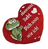 Mauli Cojín en Forma de corazón con Peluche, poliéster, Rojo, 35 x 24 x 8.5 cm