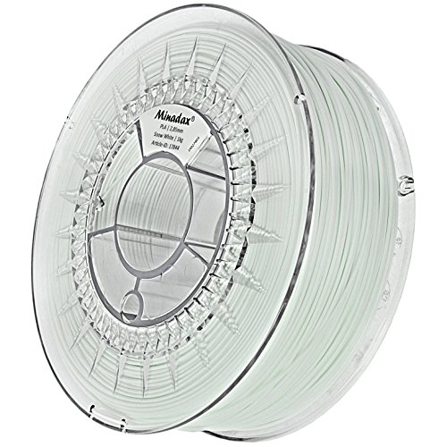 Minadax® 1 kg Premium Qualitaet 3mm (2,85mm) PLA-Filament schnee weiss fuer 3D-Drucker hergestellt in Europa
