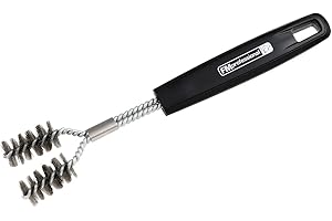 FMprofessional Grillbürste Edelstahl/Kunststoff in Y-Form – Ergonomischer PP-Griff – vielseitig verwendbar für alle Grillarten 30 cm Länge (Schwarz/Silber)