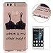 Produktbild CaseHome Silicone Gel HUAWEI P9 Plus Hülle(Mit Frei HD Displayschutzfolie) Transparent Weiche Silikon Schutzhülle,Weicher Flexibel Klar Gel Silikon TPU Hülle Superdünn Stoßfest Tasche Telefon-Kasten Schutz Tasche Schutzhülle Durchsichtig Handyhülle Silikon Case Schale für HUAWEI P9 Plus with Unique Black Pattern Design-Frauen-BH (Where is My Other Half)