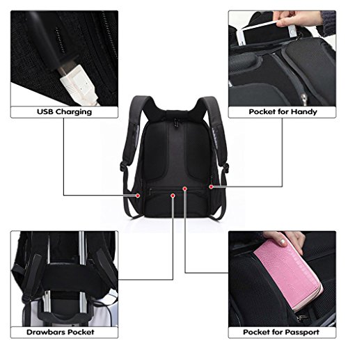 15 6 Zoll Business-Laptop-Rucksack mit Anti-Dieb-Rei  verschluss und USB-USB-Ladeanschluss  wasserdichte Reisen Backpack College Tasche mit versteckte