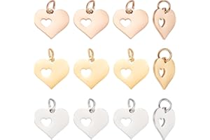 UNICRAFTALE 18pz Misto 3 colori Ciondoli Forma di Cuore In Acciaio Inossidabile , Cuore ciondolo A Forma di Cuore Ciondoli In Metallo con Anelli di Salto per Collana Orecchini e Ciondolo Fai Da Te