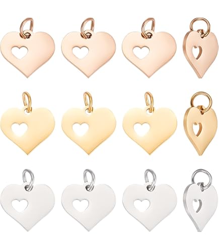 20 Ciondoli A Forma Di Busta Placcati Oro 18K - Cuore Rosso Smaltato, Per Collane E Bracciali, Regalo Per San Valentino E Natale