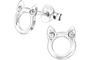 Laimons Dziewczęce Kids kolczyki dla dzieci biżuteria dla dzieci kot kot kot kuze połysk z brokatem ze srebra wysokiej próby 925