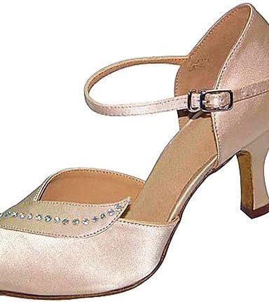ShangYi Non Customizable Women's Dance Shoes Latin Satin Flared Heel Black/Other , champagne-us7.5 / eu38 / uk5.5 / cn38 , champagne-us7.5 / eu38 / uk5.5 / cn38