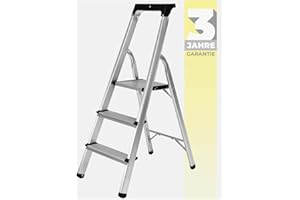 CRAFTFULL 𝐂𝐑𝐀𝐅𝐓𝐅𝐔𝐋𝐋 Échelle en Aluminium CF-133B | 3-6 marches - Pliable - Jusqu’à 150 kg - Échelle ménagère avec Espace de Rangement - Échelle - Escabeau