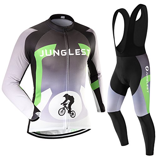 [Größe:S-5XL][option:Trägerhose,3D 2.8cm Sitzpolster] Fahrrad Trikot Langarm Radhose Radtrikot Fahrradbekleidung Herren Männer Hemd mit lange Ärmeln Set Cycling OutdoorTrikots Windjacke Neue