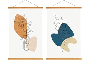 Sanauto A3 Poster Frame Hangers 30cm, Magnetic Wooden Poster Hanger Rails Magnet Frame Hanging Kit for 30x42 Landscape Large Size Wall Map (30cm, Teak, 2 Packs)