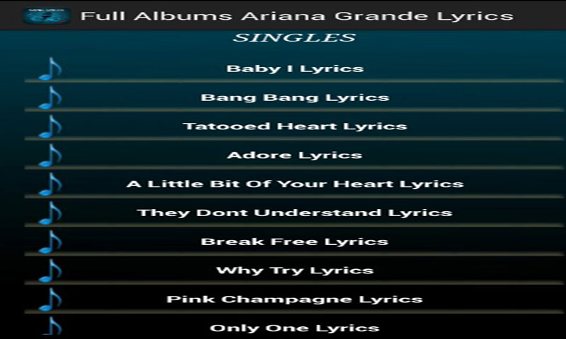 Songs Lyrics Ariana Grande Amazon De Apps Fur Android songs lyrics ariana grande