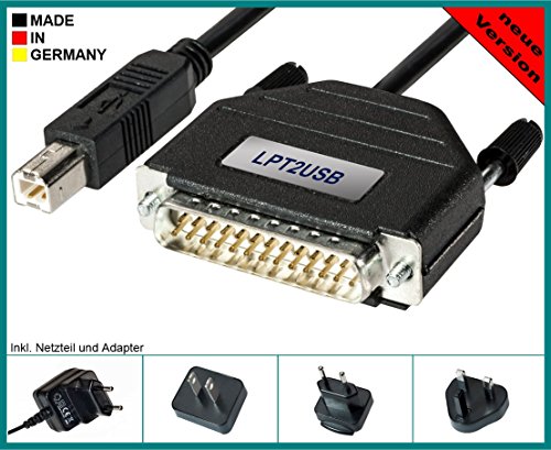 SECOMP Konverter Kabel Parallel nach USB 25Pol Sub-D auf USB Typ-B 1,8m - 2