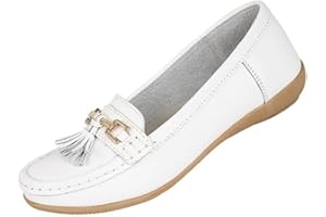 JO & JOE Femme Cuir Plat Mocassin Femmes Décontracté Confortable Cuissard Talon Bas Compensé Chaussures Travail