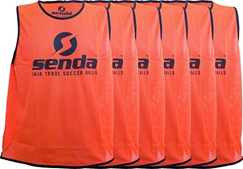 Senda Soccer Scrimmage Training Vests, Youth Large, Orange (6 Pack)