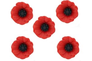YEHJDSMD 5pcs Resin Red Poppy Flower Brooch Pin 2.3cm VFW Remembrance Day UK Remembrance Gift Accessory