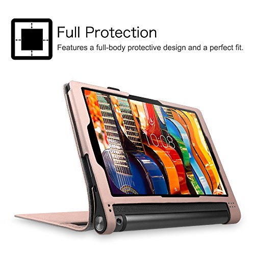 Fintie Lenovo Yoga Tablet 3 10 Hülle Case – Slim Fit Folio Premium Kunstleder Schutzhülle Tasche Etui Smart Cover mit Auto Sleep / Wake für Lenovo Yoga Tablet 3 25,7 cm (10,1 Zoll), Roségold - 5