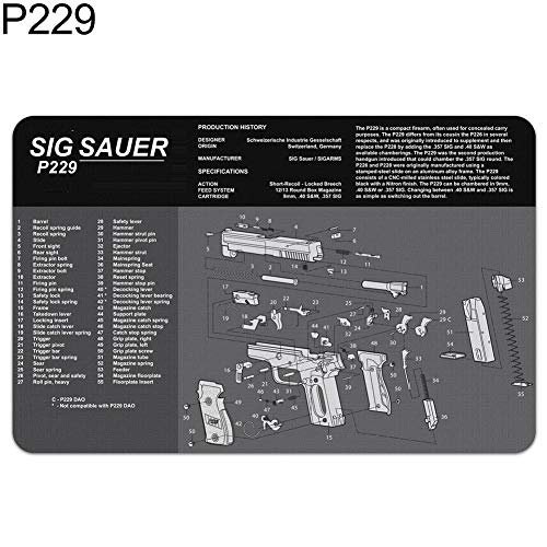 Preisvergleich Produktbild obiqngwi für den elektronischen Wettkampfsport, 17x11 inch Soft Rubber Pistol Reinigungsmatte für Glock P226 P229 XD 1911 - p229