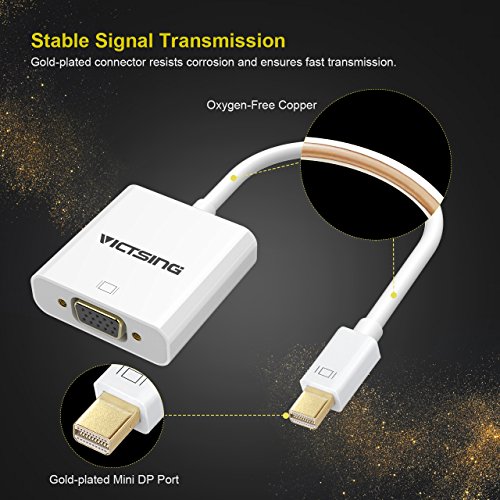 VicTsing Mini DisplayPort DP auf VGA Adapter Kabel Konverter für Apple MacBook, MacBook Air, MacBook Pro, iMac, Mac mini, Microsoft Surface Pro/ Pro 2/ Pro 3, Lenovol Thinkpad X1/ Carbon/ Touch/ Helix. (weiß) - 4