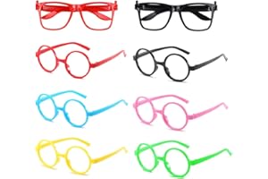 TRKETK 8 Pcs Kids Plastic Glasses Frame, Colorful Children Wizard Glasses Frames No Lenses Eyeglasses Child Toy Eyeglasses for Cosplay Fancy Dress Posing Props Party Doll Costume Accessories Halloween