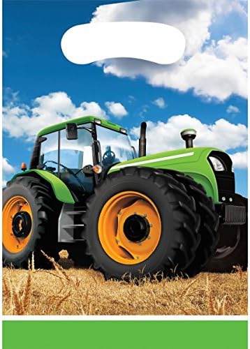Creative ConvertingTractor Time Plastic Treat Bags - 8 Pcs. - 6.5 x 9 inches - Birthday Party Favor Bags