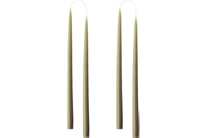 Kunstindustrien® Tapered Candles, Made in Denmark, 42 Colours Available, Dripless & Smokeless Dinner Candles, Solid Candles Long Burning 15 Hours, Unscented Candle Gift Set, 4pcs. 2.2 x 35cm (Olive)