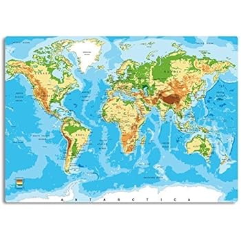Rutschfeste Design-Schreibunterlage "Weltkarte Relief" 70 ...