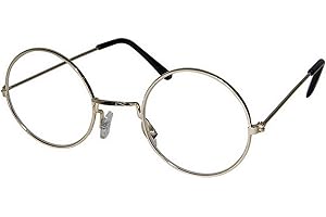 P'TIT CLOWN - Occhiali da vista falsi - Occhiali senza correzione - Adulti - Unisex - Per Completare Costume Babbo Natale, Detective, Scuola, Carnevale, Halloween, Cosplay, Festa Costumetica (Oro)