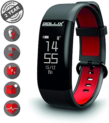 POLLIX - Fitness Trackers - Smart Watch Strap - Slim Fitness Tracker Devices - Heart Rate Fitness Tracker Bracelet - Best Activity Tracker for Men and Women - Black Smart Watch Band - Push Notification for iPhone and Android (PRO-M Black)