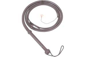 LB'S WHIP Indiana Jones Style 8 Foot 8 Plait Dark Brown Leather Equestrian Bullwhip Real Genuine Cowhide Leather Bull Whip