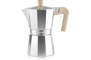 ‎SIVAPHE Sivaphe Espresso Kaffeemaschine 6Tassen/300ml Aluminium Moka Kanne,Coffee Maker Moka Pot für Herdplatte, Gas & Elektroherd geeignet, hitzebeständiger Griff, Silber