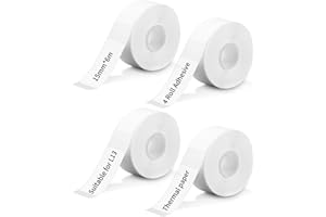 LEAZZLE 4 rolki taśmy do etykietowania,Etykiety ciągłe kompatybilne z drukarkami etykiet,Termiczny papier do robienia etykiet, 15mm × 6m,Wielofunkcyjna etykieta,Etykiety imienne dla dzieci,Etykieta interwału