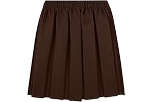 Fashionesta Flowk® Kids Girls Back to School Stretchy Round Bottom Skirt, Fully Elasticated Waist Box Pleated Skirts Formal Summer Uniform Dress Age 4-18 Years
