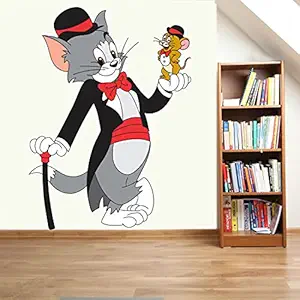 WallDaddy Vinyl Model Tom Jerry Cartoon Wall Sticker (Extra Large Size, 60X40 cm)