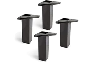 REI REUNION INDUSTRIAL SOCIEDAD LIMITADA Pack 4 Patas para Muebles con Placa de Montaje - Elevadores de Muebles - Plástico ABS - Altura: 15 cm - Color: Negro - No Incluye Tornillos - Rei