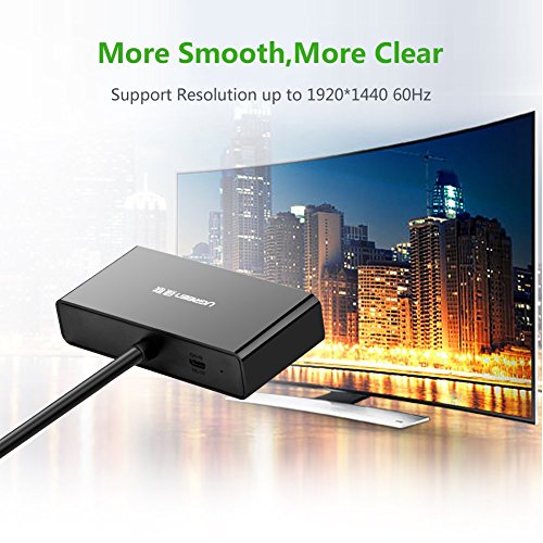 Ugreen VGA auf 2 VGA Splitter Kabel VGA Stecker auf 2 VGA Buchse Monitor Y Adapterkabel zum Anschluss Beamer und Monitor an einem PC unterstützt für Home oder Professionales Theater und AV Gerät Schwarz - 5