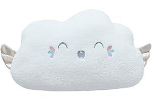 Funthy Morbido cuscino di peluche, cuscino decorativo per divano e cameretta dei bambini, cuscino ricamato per bambini, decorazione fotografica, ragazza, nuvole + stella + luna (Nuvole)