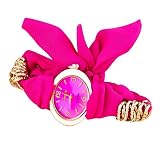 Damen Uhr, OverDose Art und Weise nette Frauen-Quarz-Armband Stoff Analog-Verpackungs-Armbanduhr-Geschenk (Hot pink)