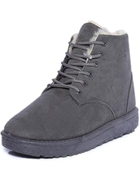 Winterschuhe Damen Stiefeletten mit Warm Gefütterte Schnürstiefeletten Flach Stiefeletten Outdoor Schneestiefel...