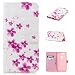 Produktbild LuckyW OnePlus 5T Hülle Leder, 3D PU Leder Hülle für OnePlus 5T Ledertasche Flip Wallet Kuntsleder im Bookstyle Handyhülle Tasche Folio Klapphülle - Pfirsichblüte