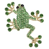 TENYE cristal austríaco Lovely saltando rana broche Pin verde tono dorado