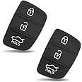 SANMUGEED [2 Pack] 3-Button Car Key Rubber Buttons Black Button Pads Remote Control Key Fob Replacement Parts Fits Hyundai i10 i20 i30 ix20 ix35 Elantra Tucson Santa Fe Solaris Velostar