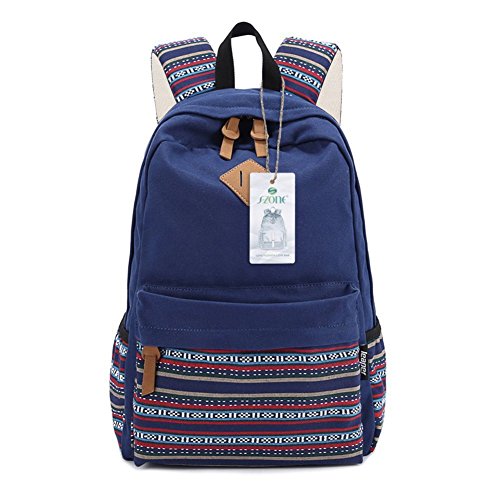 S-ZONE Vintage Aztec Tribal Unisex Canvas Rucksack 14-15 inch Laptop Travel School Bags