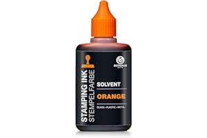 Octopus tinta para sellos al disolvente de 50 ml, naranja, resistente al agua, con base de disolvente para superficies no absorbentes y no porosas, translúcida
